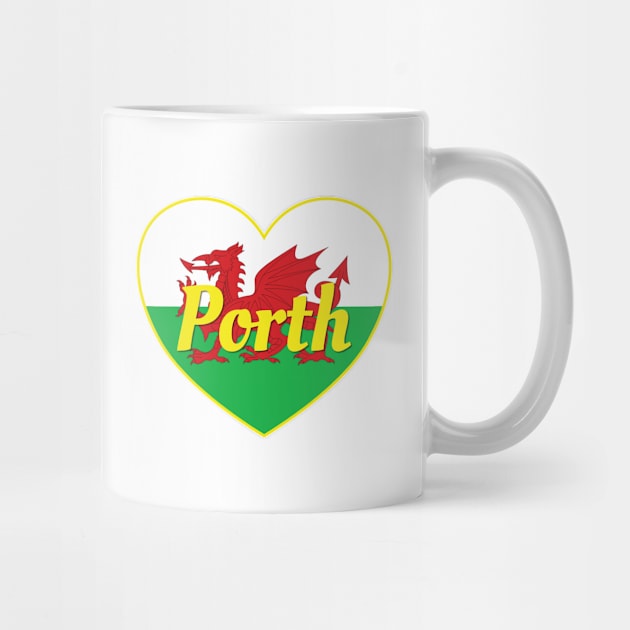 Porth Wales UK Wales Flag Heart by DPattonPD